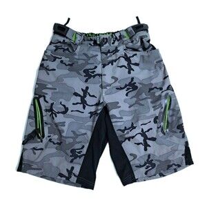 Zoic Ether MTB Men's Large Bike Shorts Mountain Biking Cargo Camo Gray Trail